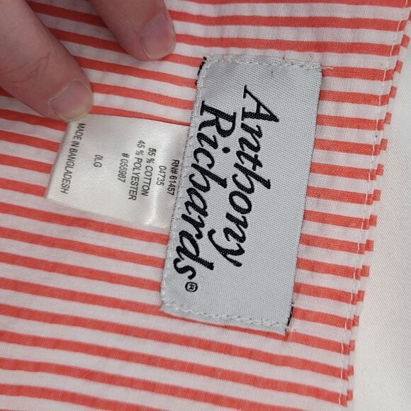 VINTAGE 90s housecoat dress red striped with embroidered butterfly XL - Picture 4 of 8